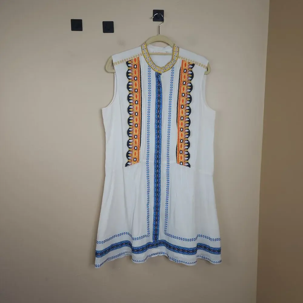 Tory Burch Embroidered Adriana Dress Size 14 DAMAGED